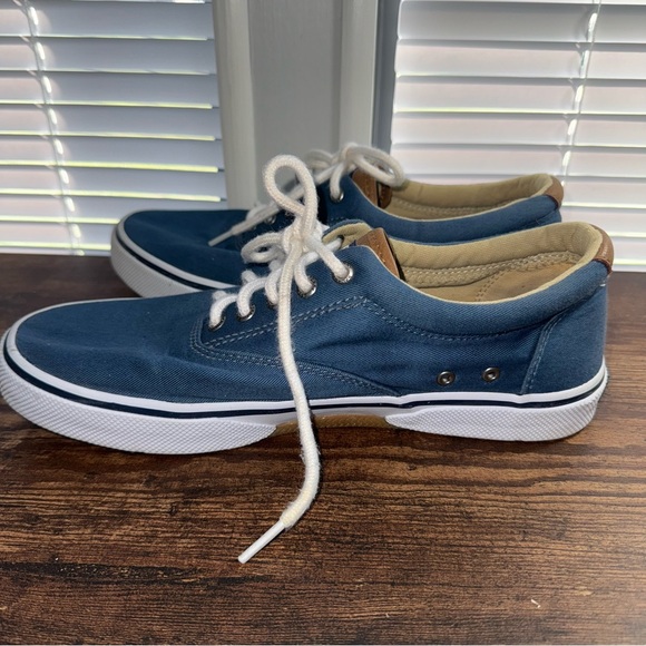 SPERRY Mens Shoes Top Sider Size 9 Blue Halyard Sneakers Low Top Lace Up Low - Picture 3 of 9